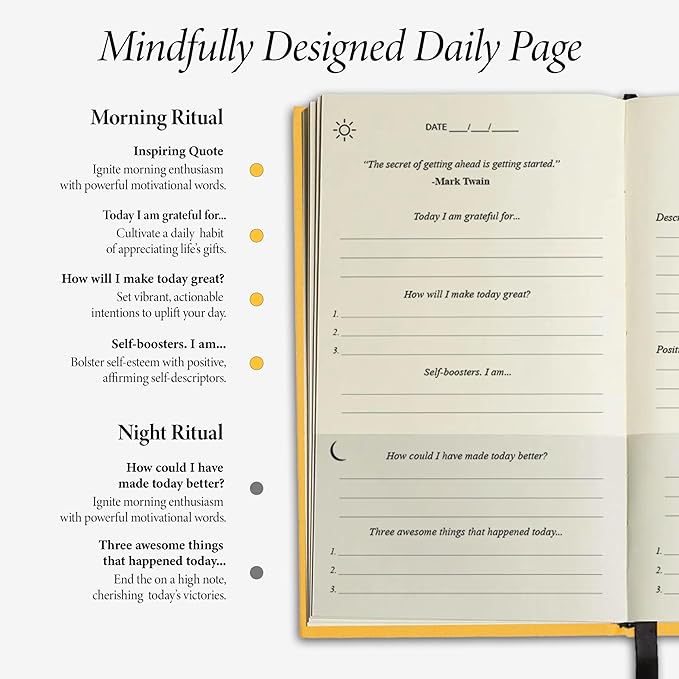 The Original Gratitude Journal 2026 with Inspiring Quotes & Mindful Prompts for Happiness and Positive Mindset - Notebook for Affirmation, Reflection & Optimism - Premium Hardcover Yellow - Bloomnest