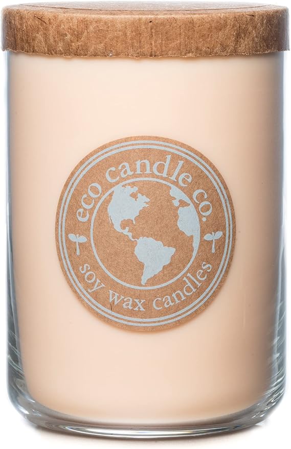 Eco Candle Co. Recycled Candle, Beach House, 26 oz. - Scents of Melons & Ocean Air - 100% Soy Wax, No Lead, Kraft Paper Label & Lid, Hand Poured, Phthalate Free - Bloomnest