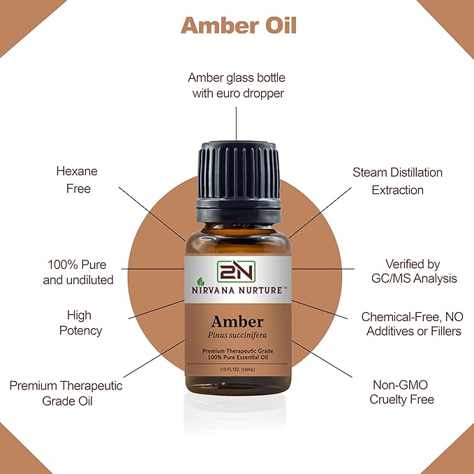Amber Essential Oil,100% Pure Undiluted, Aromatherapy Oil for Diffuser, Hair & Skin Care NirvanaNurture