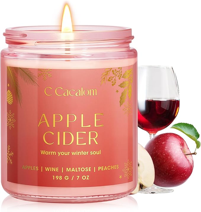Christmas Soy Candles for Christmas Home Decor Non-Toxic Aromatherapy Scented Candles for Holiday Christmas Gifts, Cozy Cute Jar Candle, Winter Candle for Women Men, Apple Cider Scent Candle - Bloomnest