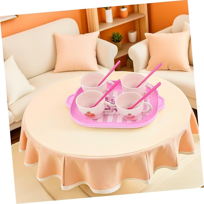 Pretend Play Tea Party Set for Little Food-Grade Plastic Teapot with Tray Cups and Saucers Vibrant Colors Safe and Kitchen for Birthday and Christmas