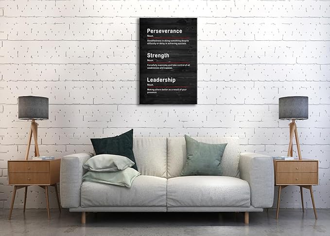 Motivational Canvas Wall Art Perseverance Strength Leadership Noun Painting Poster Inspirational Canvas Artwork Picture Print Framed for Home Office Living Room Company Wall Decor[24''W x 36''H] - Bloomnest