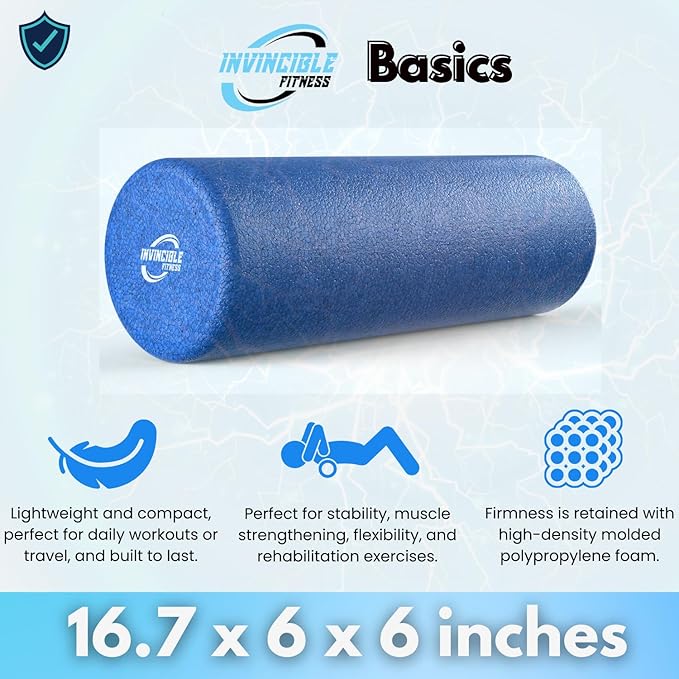 Invincible Fitness 17'' EPP Foam Roller for Deep Tissue Massage – Enhance Recovery, Relieve Pain, and Boost Mobility for a Stronger, Healthier You (Blue) - Bloomnest
