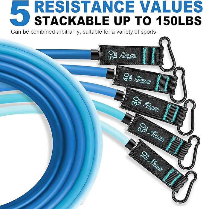 HPYGN Resistance Bands, Exercise Bands with Handles, Fitness Bands, Workout Bands with Door Anchor and Ankle Straps, for Heavy Resistance Training, Physical Therapy, Shape Body, Yoga, Home Workout Set - Bloomnest