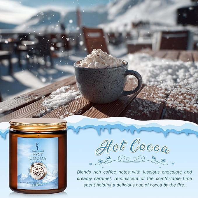 Winter Candle, Hot Cocoa Scented Candles for Home, Holiday Candles Natural Soy Candle, Aromatherapy Candle 7 oz Jar Candles Winter Gifts for Women Men - Bloomnest
