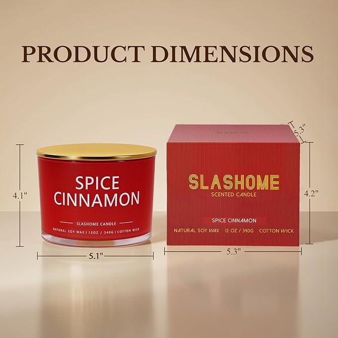 Cinnamon Spice Fall Candle, Large 3 Wick 12oz Luxury Candle, Elegant Autumn Gift for Women & Men, 60+ Hour Burn Time & Non-Toxic, Cozy Fall & Halloween Home Decor - Bloomnest