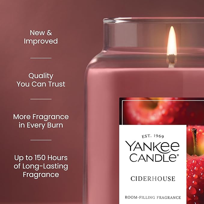 Yankee Candle, Ciderhouse Fall Scented Candle, 22oz Large Jar with up to 150 Hour Burn Time - Bloomnest