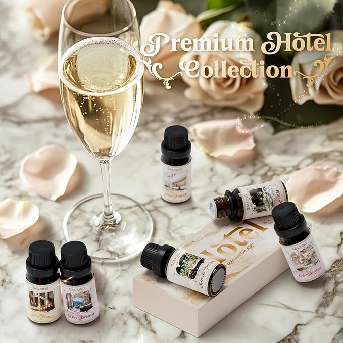 SALKING Hotel Diffuser Oils Gift Set, Hotel Scent Essential Oils for Diffuser, Luxury Fragrance Oil Set, Candle, Soap Making Scents, Santal, My Way, Day Dream, Secret Desires, White Tea - Bloomnest