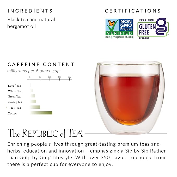 The Republic of Tea - Earl Greyer Black Tea Tin, 50 Tea Bags, Naturally Caffeinated - Bloomnest