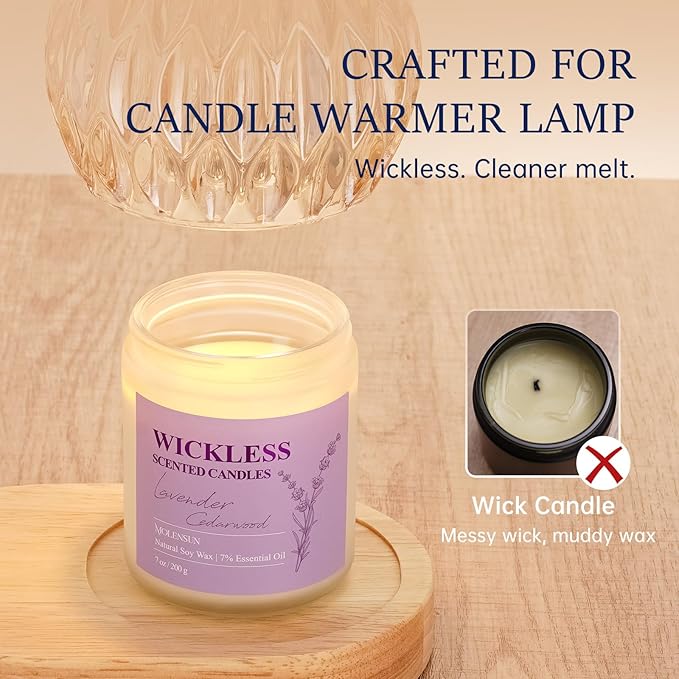 Lavender Cedarwood Wickless Candle for Candle Warmer Lamp with 10ml Essential Oil for Custom Aroma, Flameless Non-Toxic Soy Scented Candle for Home, Christmas Holiday or Birthday Gift for Women & Men - Bloomnest
