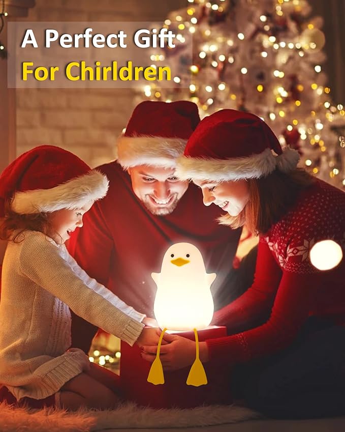 Attivolife Duck Night Light for Kids, Cute Animal Silicone Lamp Touch Control + Dimmable + Timer, USB Rechargeable LED Feeding, Bedside Bedroom Decor Birthday Gifts for Toddler Baby Women - Bloomnest