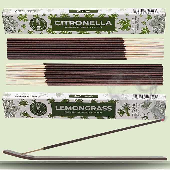 Trumiri Incense Sticks - Combo Pack of 40 Insence-Sticks - 20 Citronella + 20 Lemongrass - Insenses - Insents - Incents - Inscense - Incence - Incienso - All Natural Incense Sticks TRUMIRI