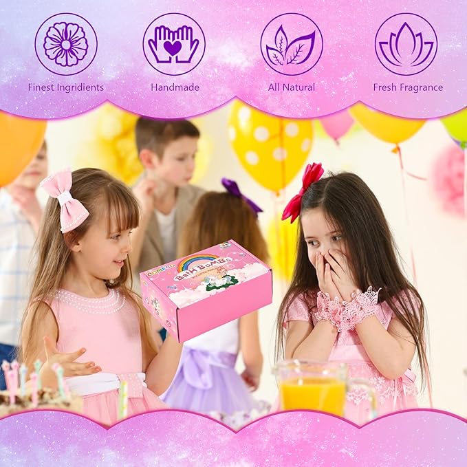 Bath Bombs for Kids with Surprise Inside- Dino Egg Bath Bombs for Girls, 6 Pcs Bubble Bath Bomb, Dinosaur Bathbombs Gift Set, Unicorn Jewelry for Girls, Birthday Gifts, Christmas Gift Thanksgiving - Bloomnest
