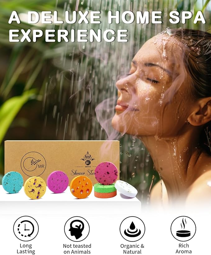 Shower Steamers Aromatherapy - 8 Pack Organic Shower Bombs with Natural Essential Oil, Self Care and Stress Relief Birthday/Home Spa/Christmas Stocking Stuffers/White Elephant Gifts for Women - Bloomnest