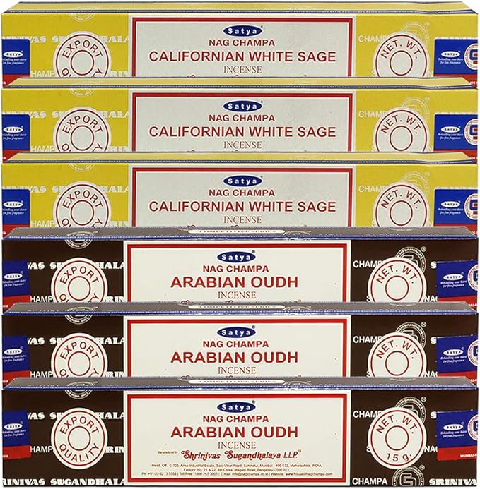 White Sage Arabian Oudh Incense Sticks & Holder Bundle Variety Pack from House of Nag Champa Incense Sticks and Trumiri TRUMIRI