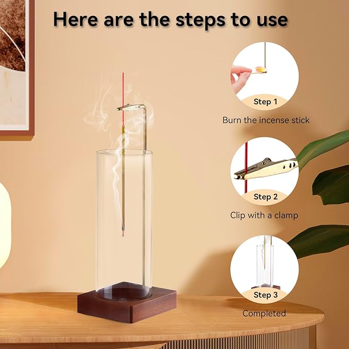 Incense Holder for Sticks, Insence-Stick Holder Ash Catcher with Removable Glass [Anti-Ash Flying], Mess-Free Incense Burner Holder, Perfect for Meditation Yoga Relaxation,Home Decor - Bloomnest