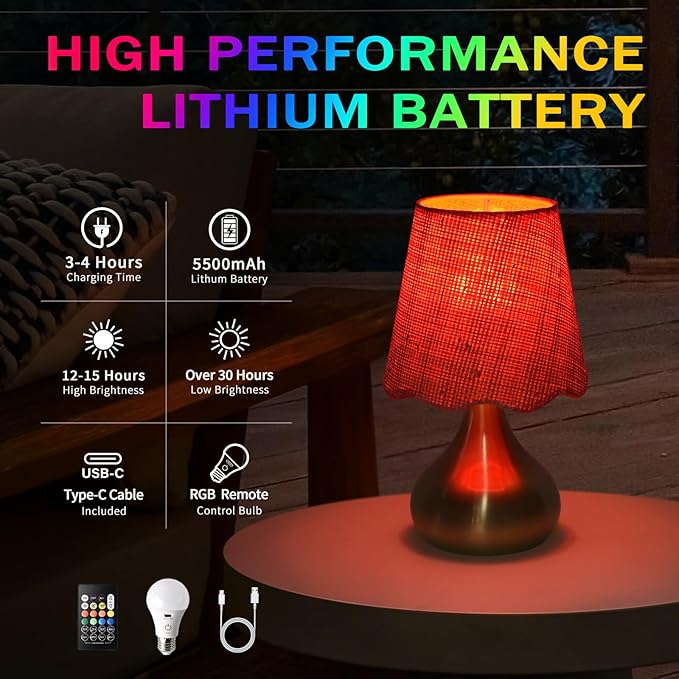 Cordless Table Lamp Rechargeable, Good Mini Table Lamp for Nightstand, Battery Operated Small Table Lamp for Small Spaces for Kitchen Counter, Bookshelf, Bedside, Bedroom, Living Room - Bloomnest