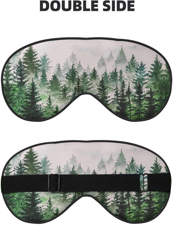 Sleep Eye Mask Watercolor Foggy Forest Sleep Mask for Women Men Comfortable Eye Mask with Adjustable Strap Soft Eye Cover Blindfold for Travel Yoga Nap Shift Work - Bloomnest