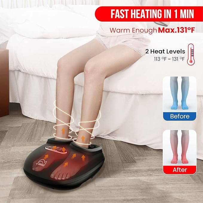 Snailax Shiatsu Foot Massager with Heat, Deep Kneading, Compression, Vibration, Feet Massager Machine for Plantar Fasciitis, Neuropathy, Foot Warmer Under Desk, Size 13, Gifts for Men, Women - Bloomnest