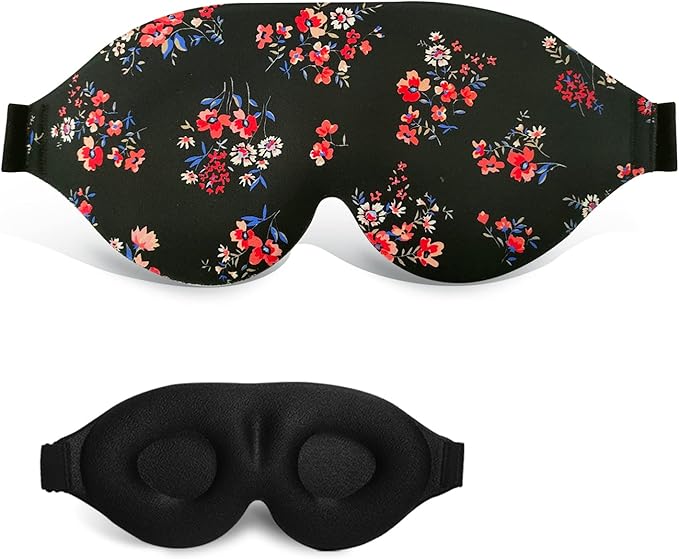3D Sleep Mask, 100% Blackout 3D Contoured Sleep Eye Mask, Comfortable & Super Soft Sleeping Mask with Adjustable Straps for Women, Men, Sleeping Travel Yoga Naps (Floral) - Bloomnest