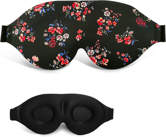3D Sleep Mask, 100% Blackout 3D Contoured Sleep Eye Mask, Comfortable & Super Soft Sleeping Mask with Adjustable Straps for Women, Men, Sleeping Travel Yoga Naps (Floral) - Bloomnest