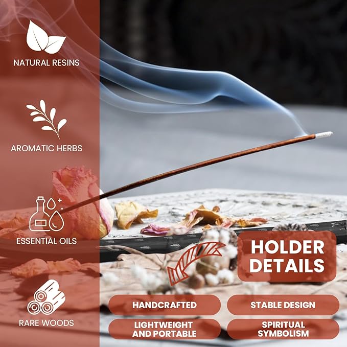 Incense Sticks Variety Pack with Wooden Holder | Nag Champa, Rose, Lavender, White Sage, Frankincense, Palo Santo & Sandalwood | Hand-Rolled Masala Incense Guruji+Divinity
