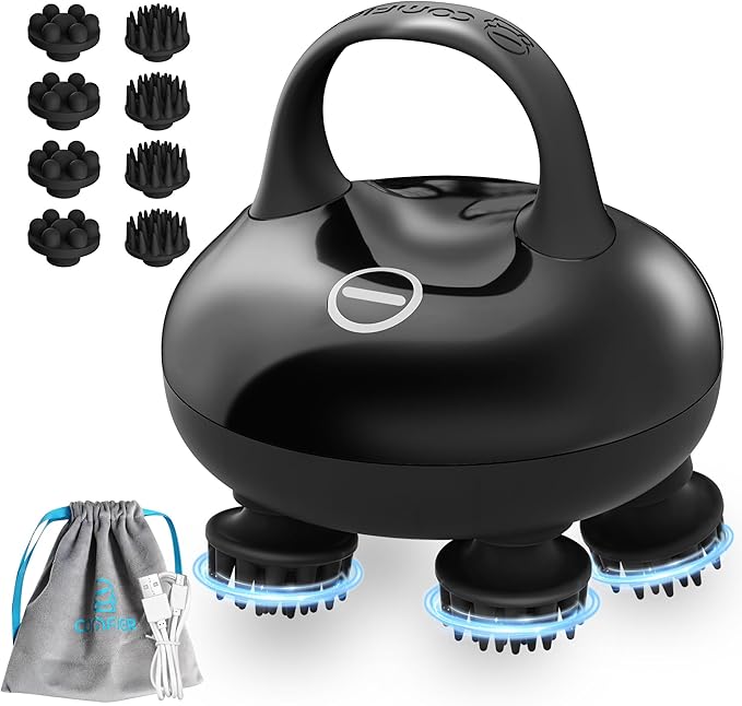COMFIER Cordless Head Massager Scalp Massager Hair Growth with 3 kneading Modes,Waterproof Hair Massage with 8 Claws for Deep Cleansing,Body Cat Head Scratcher,Gift for Women,Men COMFIER