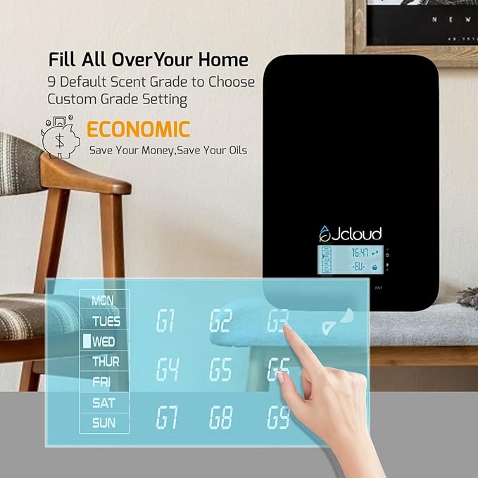 JCLOUD Smart Scent Air Machine for Home with Royal Serenity Inspired by Luxury Hotel Essential Oils 100ML, HVAC Scent Diffuser Cover Up to 2000 Sq. Ft with Cold Air Technology for Large Room - Bloomnest