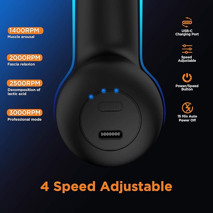 Mini Massage Gun, Powerful Fascial Gun Portable Deep Tissue Percussion Muscle Back Head Massager for Pain Relief with 4 Massage Heads High-Intensity Vibration Rechargeable Small Massage Gun - Bloomnest