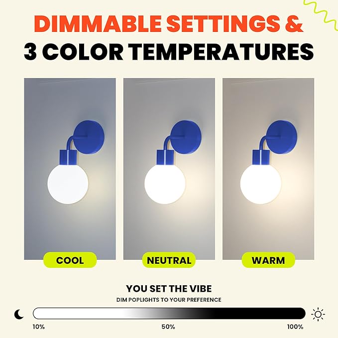 Wireless Wall Sconce (Shark Tank) Rechargeable & Dimmable LED Light w/App Control & Damage-Free Install, Moveable Modern Ambient Lighting for Elegant Home & Bedroom Decor | Blue - Bloomnest