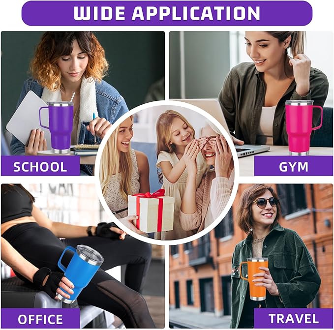 20 oz Tumbler with Handle Stainless Steel Insulated Coffee Mug Tumbler with Lid and Straw Double Wall Vacuum Insulated Coffee Mug Leak Proof Travel Mug Tumbler for Hot and Cold Drink (Mix Color-9) - Bloomnest