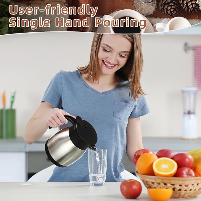 Norme 2 Pcs Thermal Coffee Carafe Insulated Stainless Steel Coffee Carafe for Hot Liquid Vacuum Thermal Pot Creamer Pitcher Dispenser with Brushes Keeping Hot Water Milk(Silver,17 oz) - Bloomnest