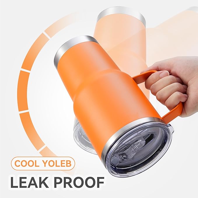 30 oz Tumbler with Handle and Lid, Stainless Steel Tumblers Bulk Double Wall Vacuum Insulated Travel Mug Leak Proof Cup Keep Drinks Cold and Hot Orange, 12 Pack - Bloomnest