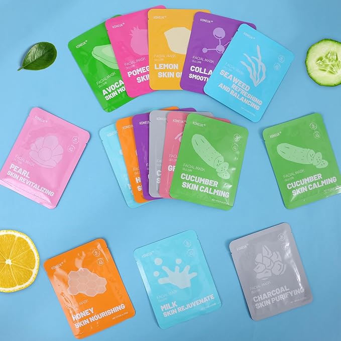 72 Pack Collagen Face Masks Skincare Set for Women, Hydrating & Moisturizing Face Mask for Skin Care, Bulk Sheet Face Masks for All Skin Types, Spa Party Gifts for Women - Bloomnest