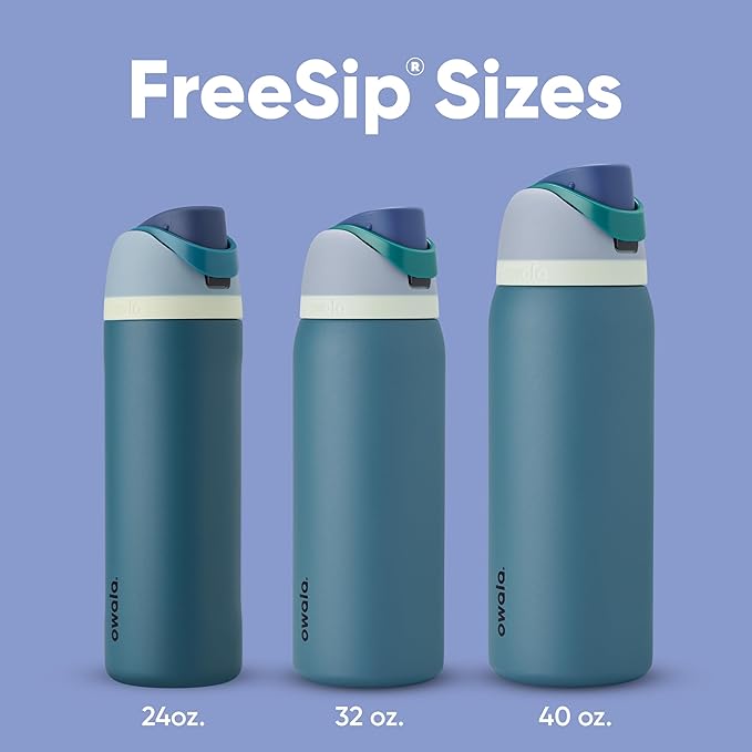 Owala FreeSip Insulated Stainless Steel Water Bottle with Straw, BPA-Free Sports Water Bottle, Great for Travel, 24 Oz, Denim Owala
