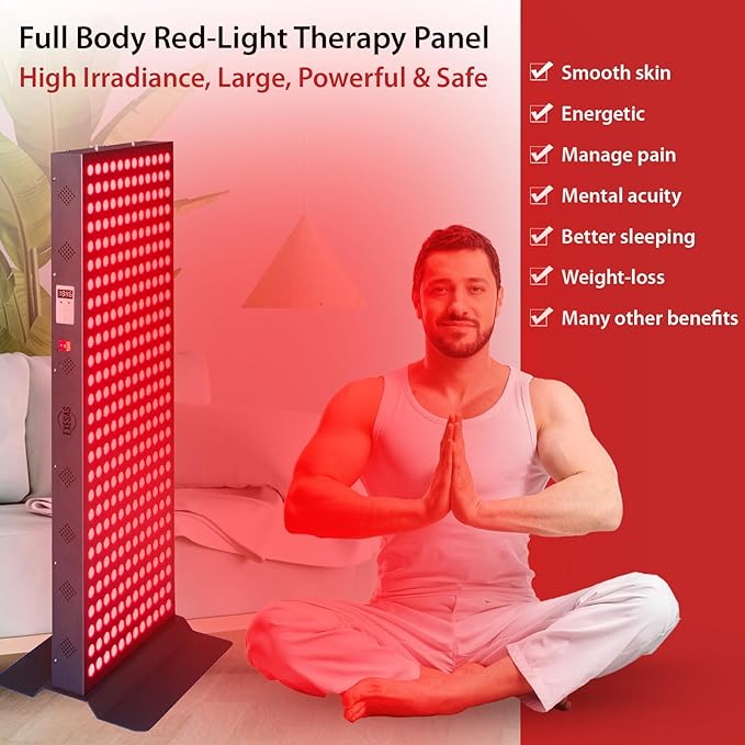 Red Light Therapy Device for Full Body, 630nm, 660nm, 810nm & 850nm, Near Infrared Dual-Chip Clinical Grade LED Panel for Smooth Skin, Weight, Pain and Overall Wellness (324LED) EXESAS