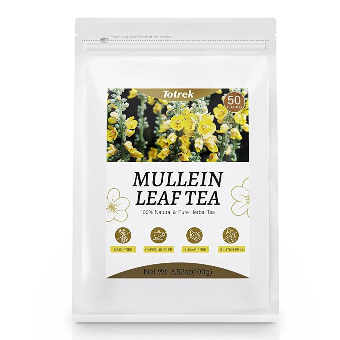 Mullein Leaf Tea Bags, 2g X 50 Bags, Organic Herbal Teas, Pure Mullein Leaves, Mullein Tea, Caffeine Free, Non-GMO, Caffeine-free - Bloomnest