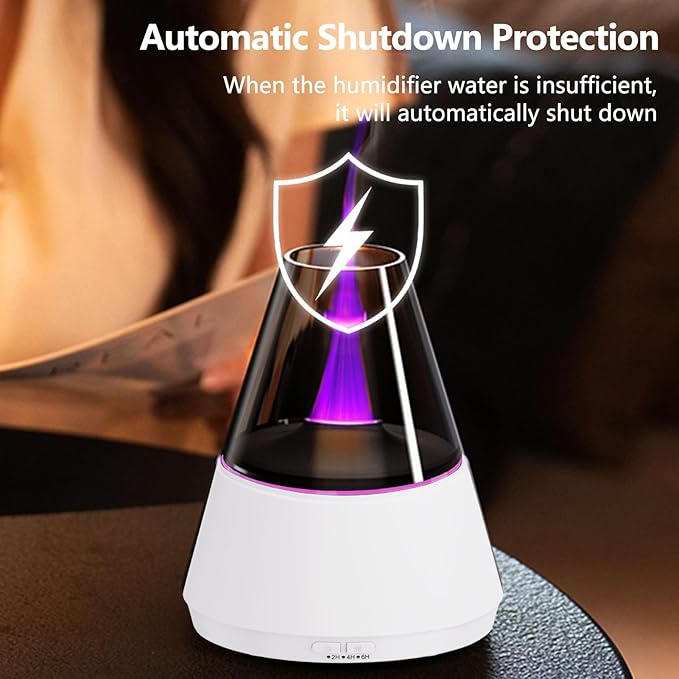 Flame Essential Oil Diffuser, Upgrade 7 Colour Lights Aromatherapy Diffuser, Oil Diffuser, Air Humidifier, Aroma Diffusers for Home, Bedroom, Office, Yoga, Timer & Waterless Auto Off (White) - Bloomnest