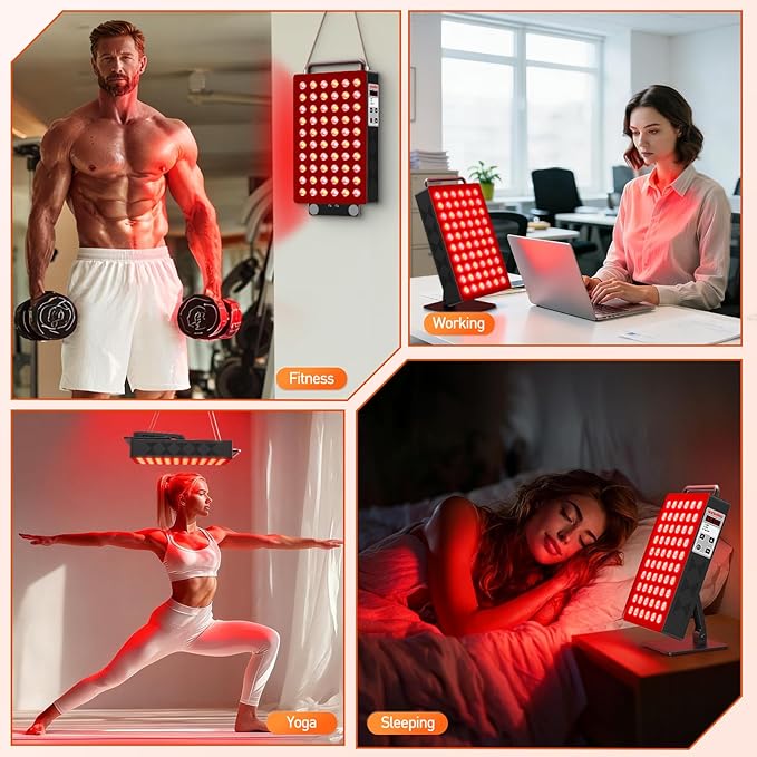 Red Light Therapy Panel 5 Wavement 60 Dual Chip LEDs 630+660+810+830+850nm Red and Near Infrared Lamp Therapy Device 100W with Timer & Stand for Body Pain Relief Face Skin Health Sleep Black Bloomnest