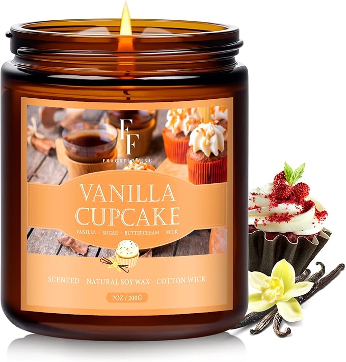 Fall Candle, Vanilla Cupcake Scented Candles for Home, Natural Soy Autumn Candle Aromatherapy Candle, 7 oz Jar Candles Fall Gifts for Women Men - Bloomnest