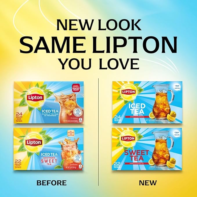 Lipton Unsweetened Iced Tea Bags, Gallon-Sized Zero Calories, 24 Total Tea Bags (Pack of 2) - Bloomnest