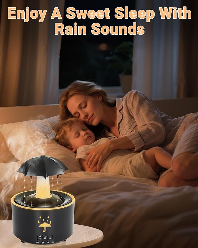 Aesthetic 2-in-1 Humidifier Oil Diffuser with Rotating Raindrop & 7 LED Mood Lights,Cool Mist Humidifier Quiet Variable Mist for up to 24 Hrs,Easy to Fill & Clean, Auto Shut-Off - Bloomnest