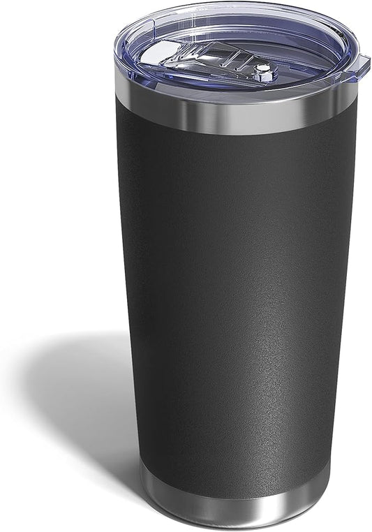 Travel Coffee Tumbler 20oz, 1 Pack Leakproof Travel Coffee Mug with Lid and Straw, Stainless Steel Double Wall Vacuum Insulated Tumbler for Hot/Iced Drinks (Textured Matte, Black) - Bloomnest