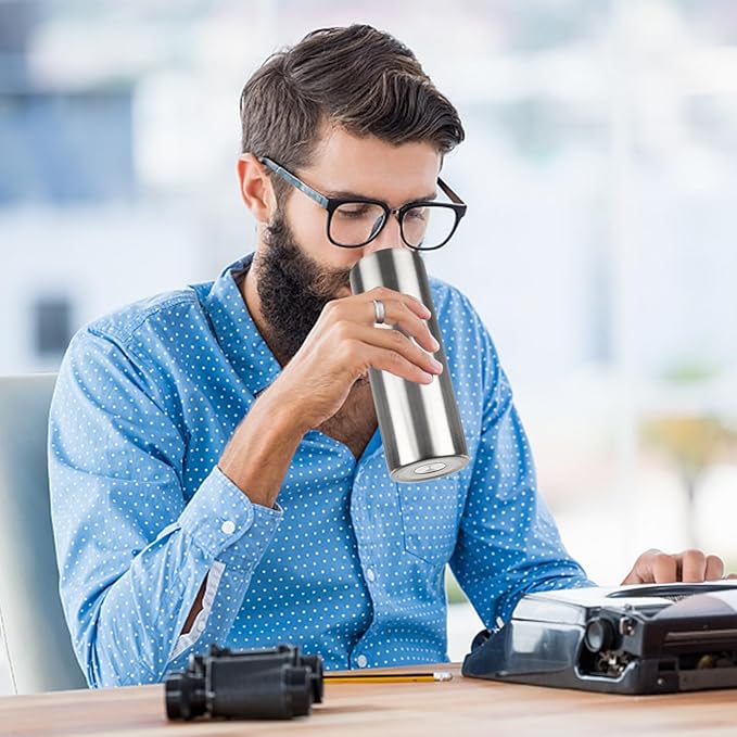 20 oz Skinny Tumbler with Lid and Straw,Stainless Steel Vacuum Insulated Tumbler Cup Double Wall Leak-proof Coffee Mug,Travel Thermal Water Tumbler for Office,Outdoor(Silver,1)