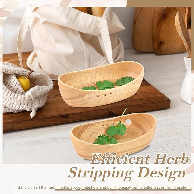 Wooden Herb Stripper Bowl Handmade Herb Stripper Tool with 5 Different Hole Sizes Efficient Herb Peeling Cup Herb Leaf Peeler for Separating Leaves Kale Broccoli Thyme Basil Rosemary - Bloomnest