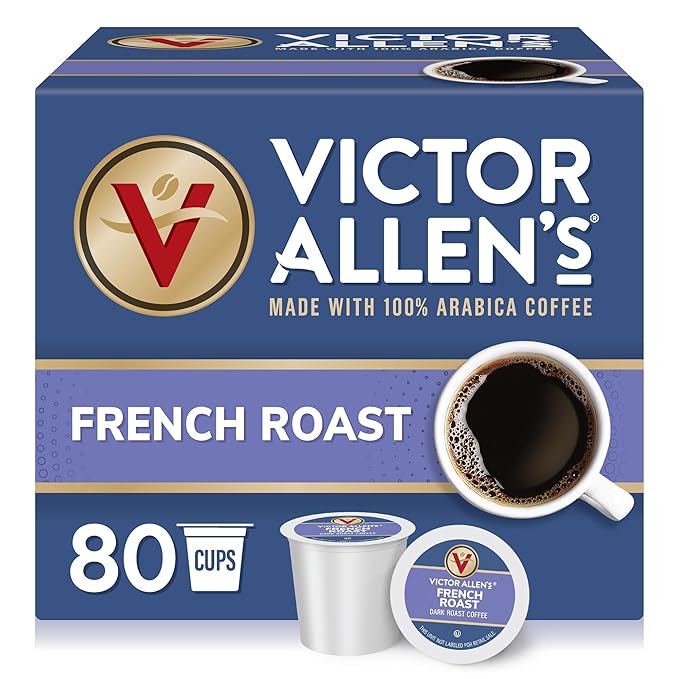 Victor Allen's Coffee French Roast, Dark Roast, 80 Count, Single Serve Coffee Pods for Keurig K-Cup Brewers - Bloomnest
