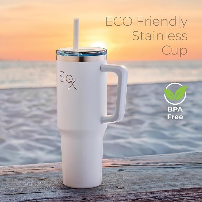 SIPX™ Insulated Tumbler With Lid And Straw, 30oz. Tumbler With Handle Keeps Cold 12 Hours, Water Bottle Thermos With Lid, BPA-Free Reusable Insulated Coffee Tumblers, Travel Mug Great For Beach Party - Bloomnest