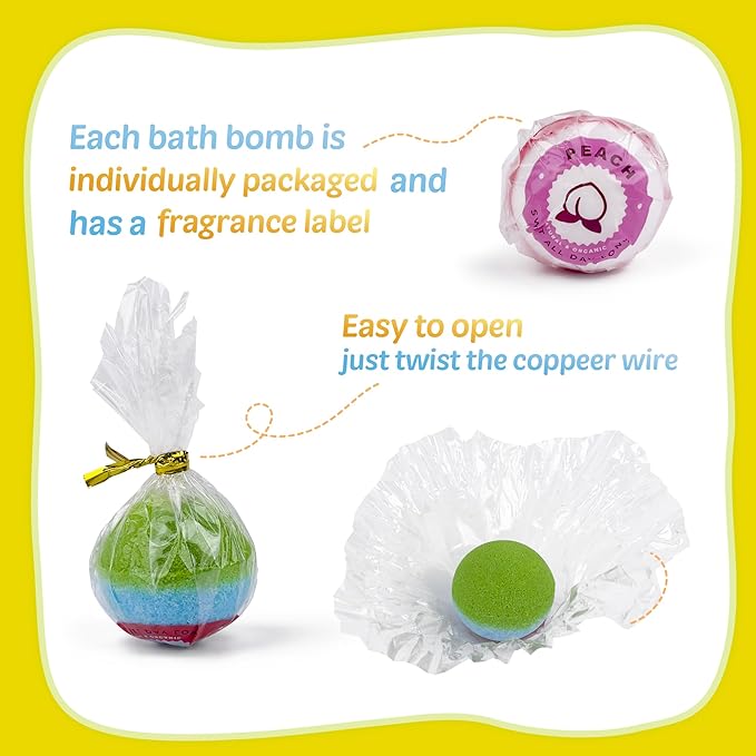 Bath Bombs for Kids with Toy Inside, 30 PCS Natrual and Organic Bubble Bath Bombs with Glow-in-The-Dark Surprise Inside, Perfect Handmade Birthday, Party, for Boys and Girls. - Bloomnest