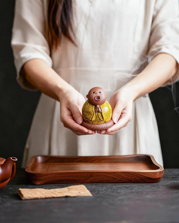 Ceramic Little Monk Incense Burner for Cones & Sticks, Cute Buddha Incense Holder with Mouth Smoke Effect, Zen Home Decor Meditation Gifts - Bloomnest