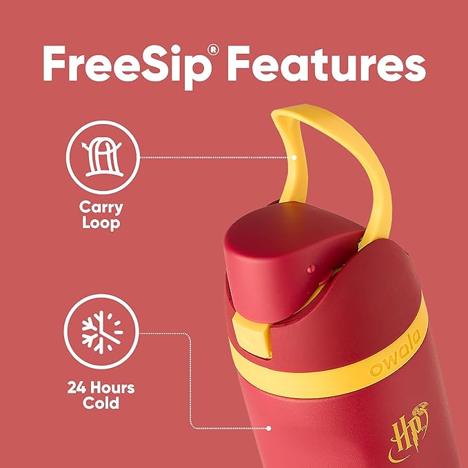 Owala Harry Potter FreeSip Insulated Stainless Steel Water Bottle with Straw, BPA-Free Sports Water Bottle, Great for Travel, 24 Oz, Gryffindor Owala